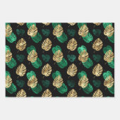 Goud & Groen Tropisch blad Inpakpapier Vel (Voorkant 3)