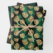 Goud & Groen Tropisch blad Inpakpapier Vel (In situ)