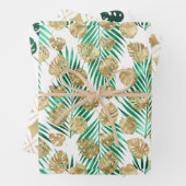 Goud & Groen Tropisch blad Inpakpapier Vel (In situ)