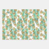 Goud & Groen Tropisch blad Inpakpapier Vel (Voorkant)