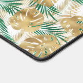 Goud/Groen Tropisch blad Personaliseer Naam Wit Bureaumat (Hoek)