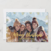 Goud Groen Wit Moderne Botanische Foto Kerstmis Feestdagenkaart (Voorkant)