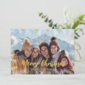 Goud Groen Wit Moderne Botanische Foto Kerstmis Feestdagenkaart (Staand voorkant)