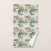 Goud Groen Wit Tropisch Bladeren Bad Handdoek (Handdoek)