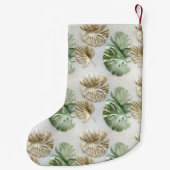 Goud Groen Wit Tropisch Bladeren Kleine Kerstsok (Achterkant)