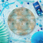 Goud Groen Wit Tropisch Bladeren Papieren Bordje (Feest)