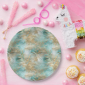 Goud Groen Wit Tropisch Bladeren Papieren Bordje (Feest)