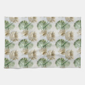 Goud Groen Wit Tropisch Bladeren Theedoek (Horizontaal)