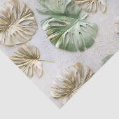 Goud Groen Wit Tropisch Bladeren Tissuepapier (Detail)