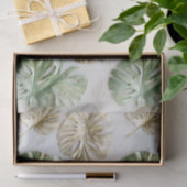 Goud Groen Wit Tropisch Bladeren Tissuepapier (Geschenk)