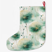 Goud Groen Witte Bloemen Kerstnaam Grote Kerstsok (Achterkant)