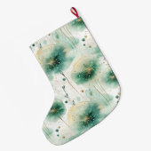 Goud Groen Witte Bloemen Kerstnaam Grote Kerstsok (Achterkant (Hangend))