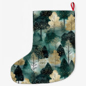 Goud Groen Witte Bomen Kerstnaam Grote Kerstsok (Achterkant)