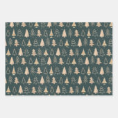 Goud Groene Boho Kerstbomen Trendy Inpakpapier Vel (Voorkant 3)