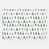Goud Groene Boho Kerstbomen Trendy Inpakpapier Vel (Voorkant 2)
