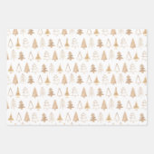 Goud Groene Boho Kerstbomen Trendy Inpakpapier Vel (Voorkant)