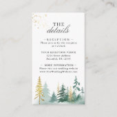 Goud groene bos dennenbomen aquarel informatiekaartje (Voorkant)