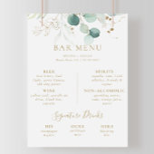 Goud groene eucalyptus bruiloftsbar menu poster