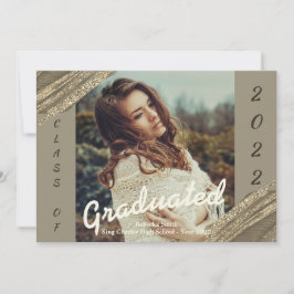 Goud groene gegradeerde foto afstudeer aankondigin kaart