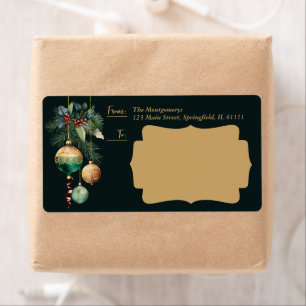 Goud groene kerstversiering verzending etiket