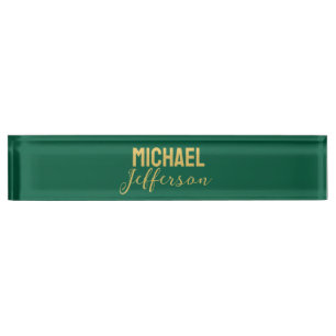 Goud groene kleur elegante moderne minimalistische naambordje