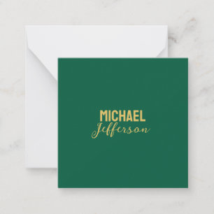 Goud groene kleur elegante moderne minimalistische notitiekaartje