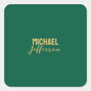 Goud groene kleur elegante moderne minimalistische vierkante sticker