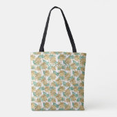 Goud/Groene Tropische Bladeren Gepersonaliseerde W Tote Bag (Achterkant)