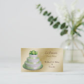 goud groene Wedding Cake makers Visitekaartje (Staand voorkant)
