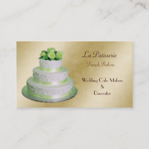 goud groene Wedding Cake makers Visitekaartje