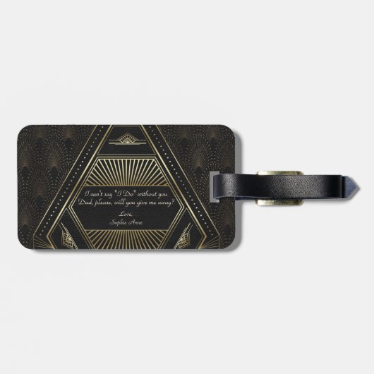 Goud Grote Gatsby Art Deco 20s Bagagelabel (Achterkant horizontaal)