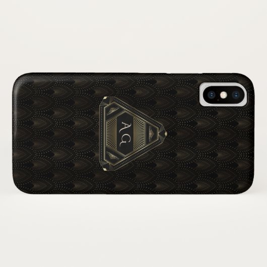  Goud Grote Gatsby Art Deco Monogram Case-Mate iPhone Case (Achterkant (horizontaal))