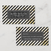 Goud Grunge Strepen Monogram (afspraakkaart) Afsprakenkaartje (Voorkant / Achterkant)