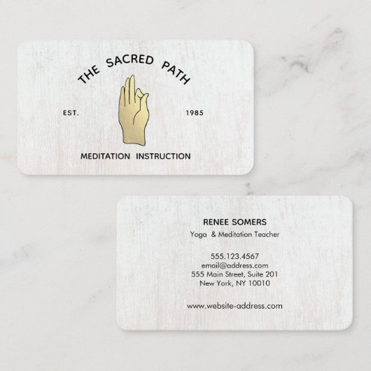 Goud Gyan Mudra Hand Meditatie Leraar Vierkant B Visitekaartje (Voorkant / Achterkant)