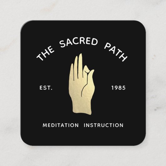 Goud Gyan Mudra Meditatie Leraar Vierkant Zaken Vierkante Visitekaartje (Voorkant)