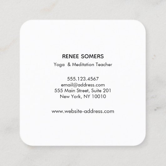 Goud Gyan Mudra Meditatie Leraar Vierkant Zaken Vierkante Visitekaartje (Achterkant)