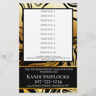 Goud haar stylist nagels make-up salon prijslijst flyer