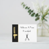 Goud haarstylist Modern Minimalistisch zwart wit Visitekaartje (Staand voorkant)