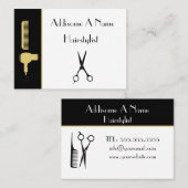 Goud haarstylist Modern Minimalistisch zwart wit Visitekaartje (Voorkant / Achterkant)