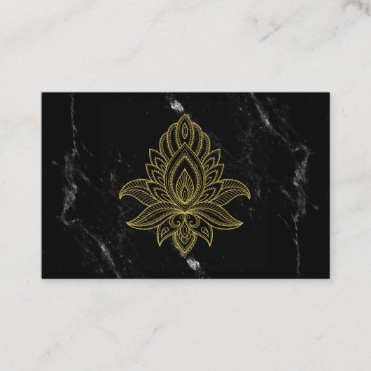 ** Goud Hamsa Wit Zwart Marmer Heilig Abstract Visitekaartje (Voorkant)