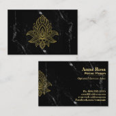 ** Goud Hamsa Wit Zwart Marmer Heilig Abstract Visitekaartje (Voorkant / Achterkant)