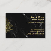 ** Goud Hamsa Wit Zwart Marmer Heilig Abstract Visitekaartje (Achterkant)