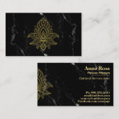 ** Goud Hamsa Zwart Wit Marmer Heilig Visitekaartje (Voorkant / Achterkant)