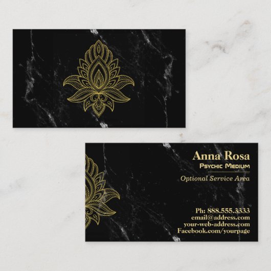 ** Goud Hamsa Zwart Wit Marmer Heilig Visitekaartje (Voorkant / Achterkant)