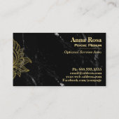 ** Goud Hamsa Zwart Wit Marmer Heilig Visitekaartje (Achterkant)