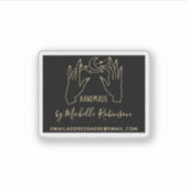 Goud Hand-getrokken Maan Handgeschreven Naam Handg Sticker (Voorkant)