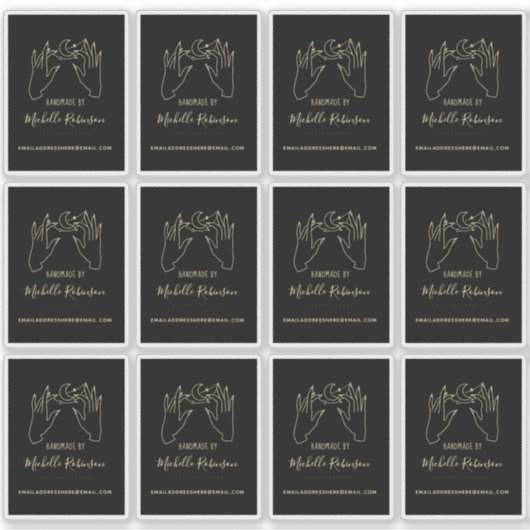 Goud Hand-getrokken Maan Script Naam Handmade Door Sticker (Voorkant)