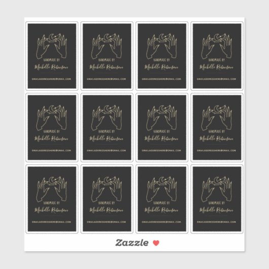 Goud Hand-getrokken Maan Script Naam Handmade Door Sticker (Vel)