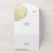 Goud Hand-getrokken Petal Patroon Wedding All In One Uitnodiging (Buitenkant)
