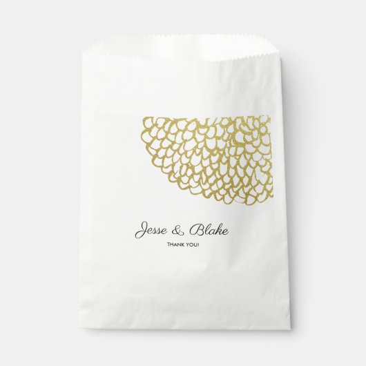 Goud Hand-getrokken Petal Patroon Wedding Bedankzakje (Voorkant)